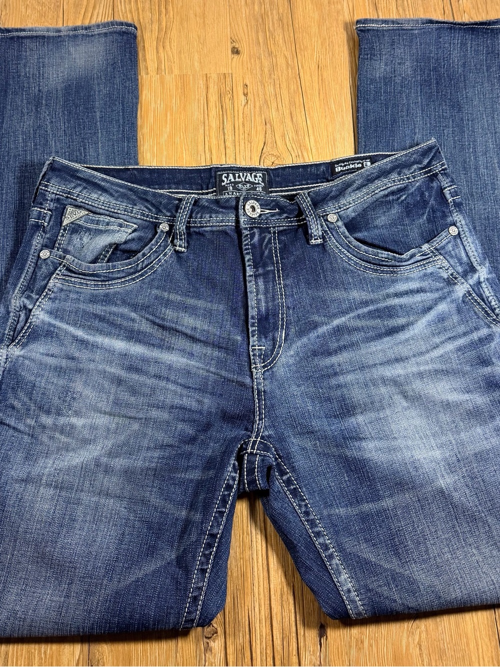 Salvage Supply Co Anarchy Men’s Jeans 36x32 Relaxed Straight Buckle Western